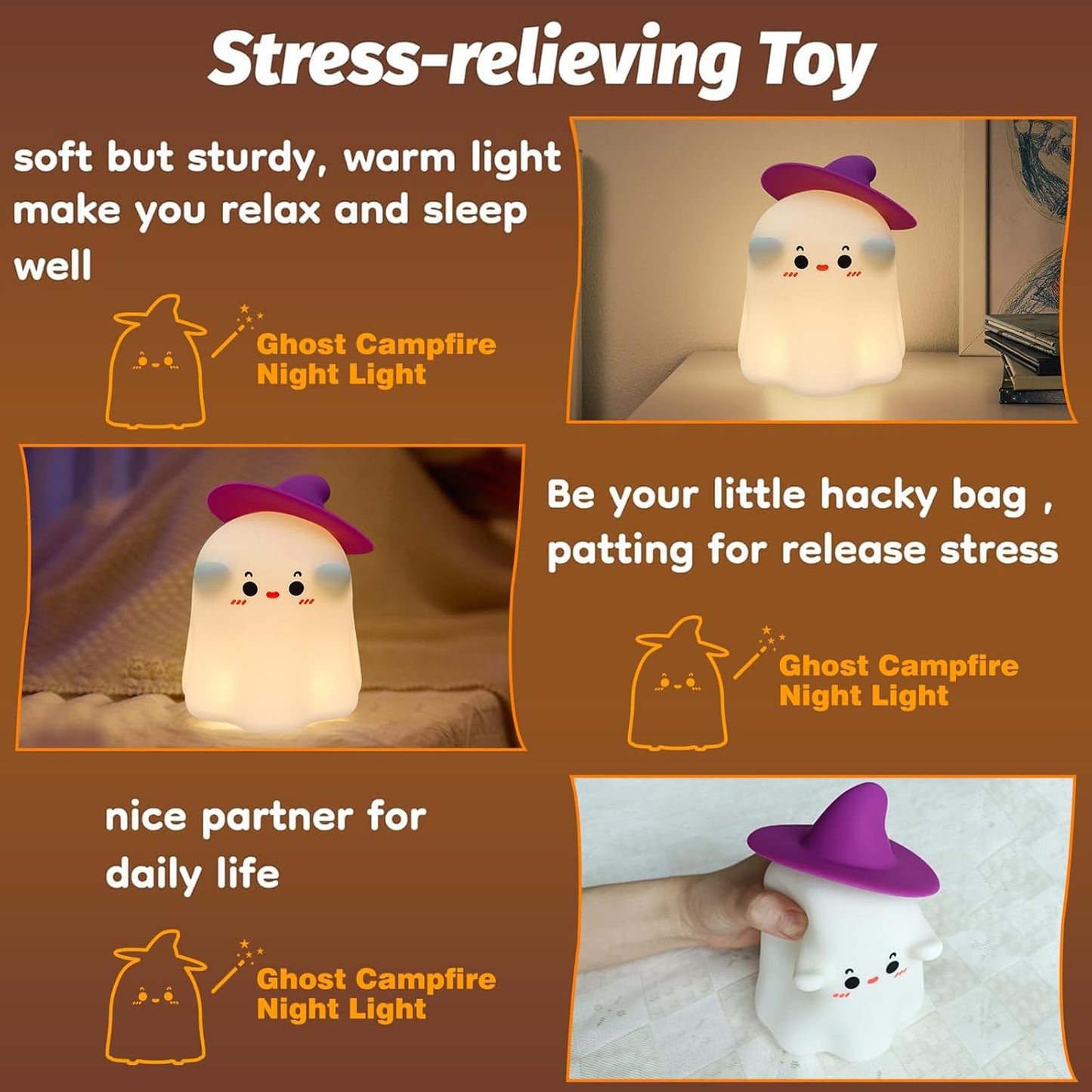 Cute 3D Ghost Silicone Night Lamp