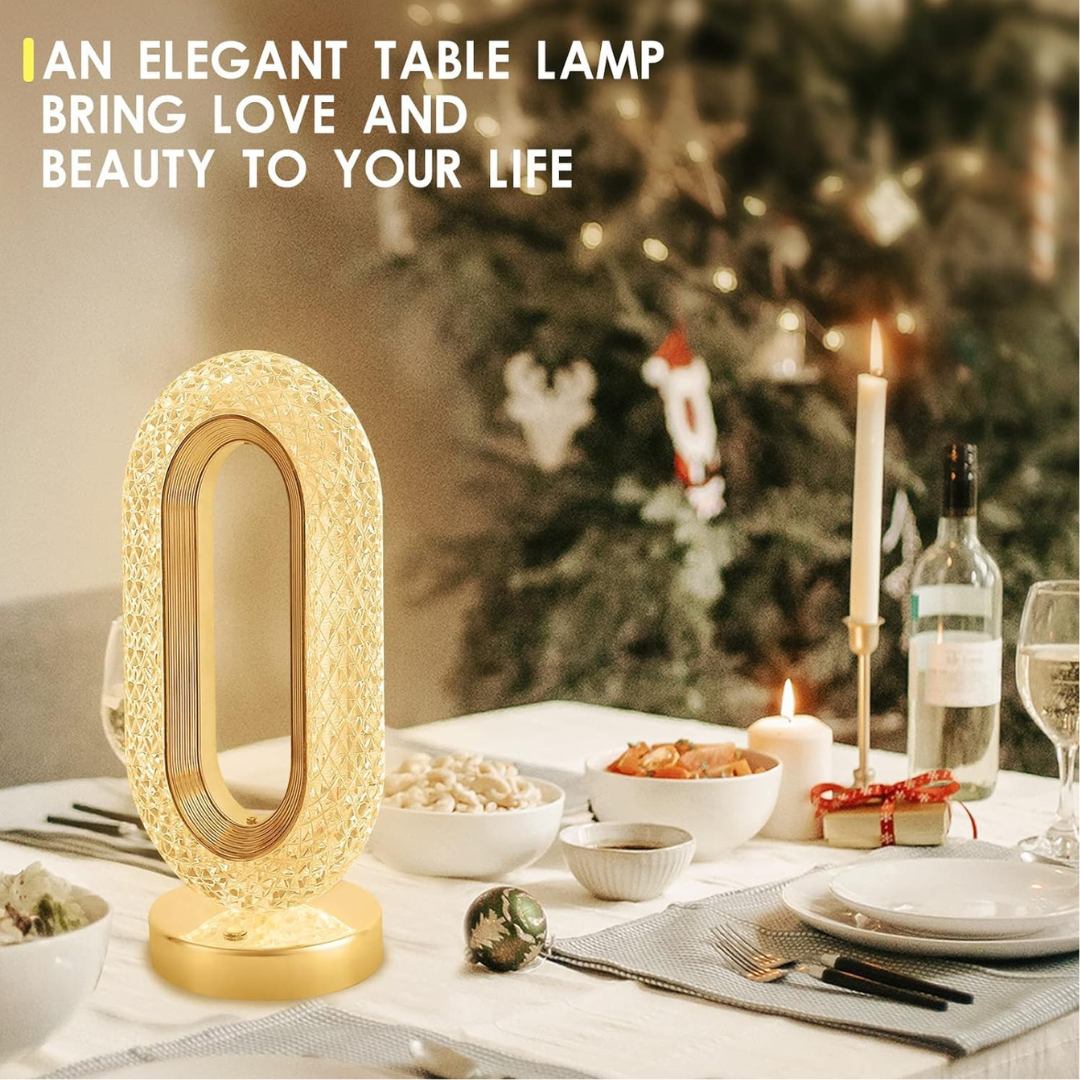 Elegant Crystal LED Table Lamp – Rechargeable, Touch Sensor, Cordless Design for Ambient Lighting